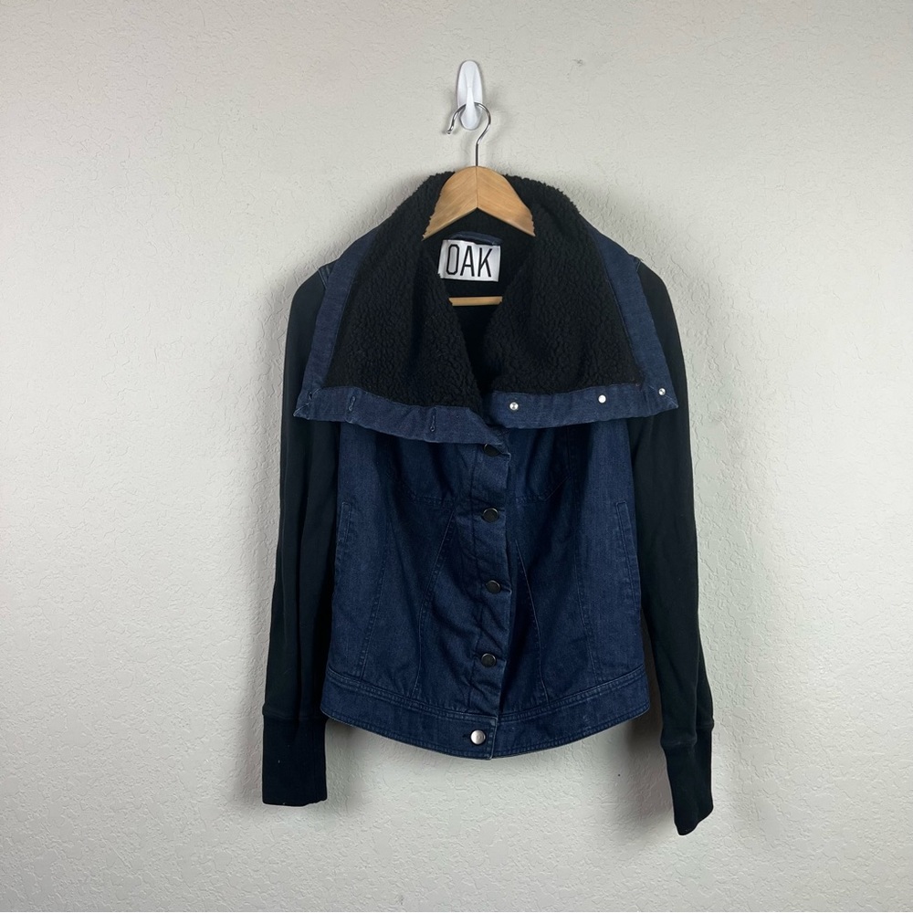 OAK NYC Jacket Denim Jean Sherpa Fleece - Picture 2 of 11